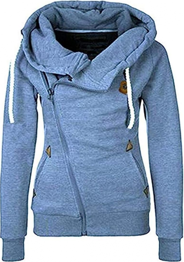 Hoodie dengan aksen tali ritsleting di bagian samping